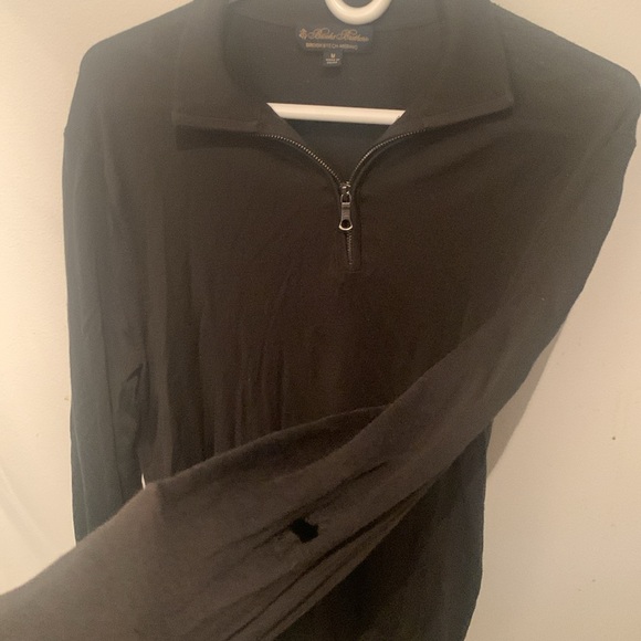 Stunning Dark Brown Brooks Brothers 100% Merino Wool Quarter Zip Sweater SZ M - Picture 5 of 6